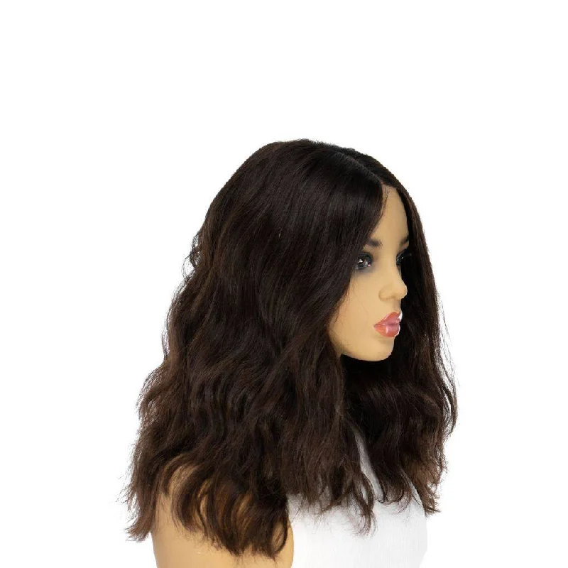 Medium - length wig with a wavy texture for a beachy and relaxed look20" Secret Lace Top Wig #4 Dark Brown Wavy