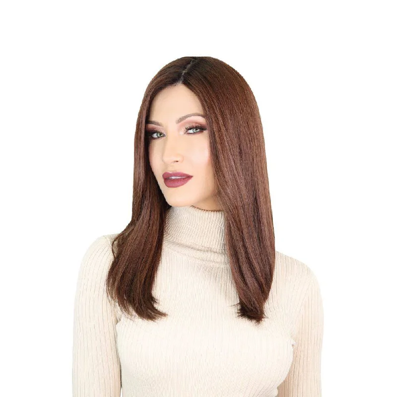 Medium - length wig with a straight texture for a sleek and modern look19" Nicole Silk Top Wig Auburn