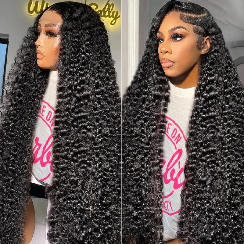 Long - length wig with a wavy texture for a beachy and romantic lookCustomized 250% Density 13x4 Lace Front Human Hair Wigs Jerry Curly Wigs Brazilian Hair for Women Human Hair Frontal Lace Wigs | Lumiere