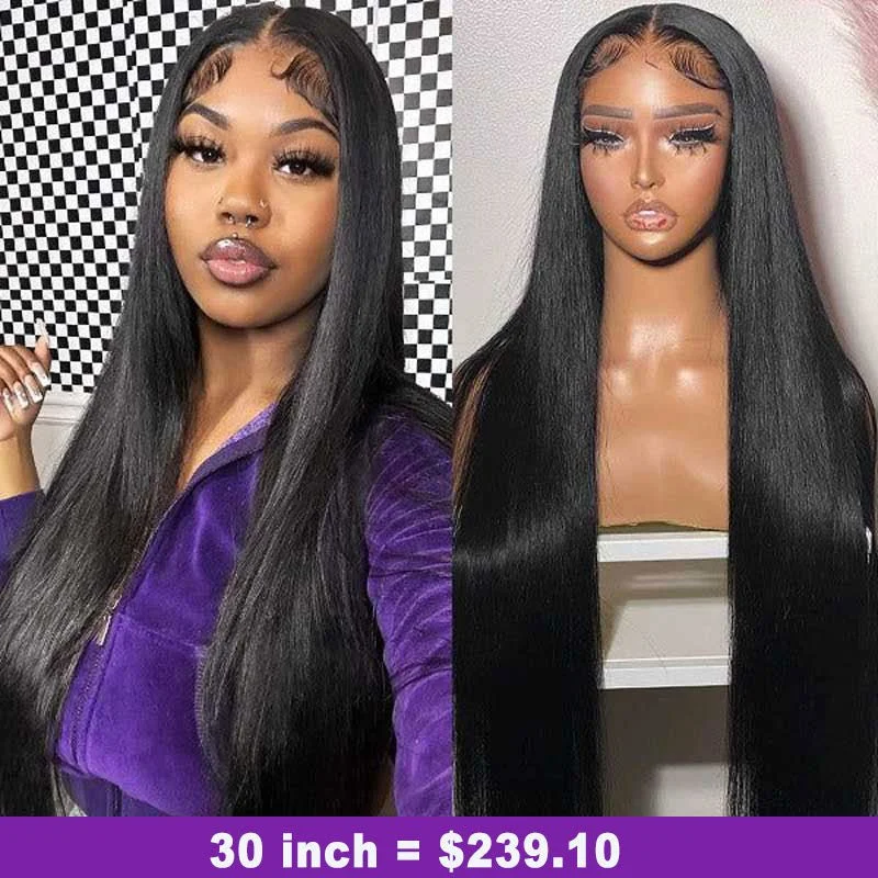 Long - length wig with a curly texture for a bold and stylish choiceAlibonnie Pre-Bleached 13x6 Transparent Lace Long Wig 30inch 34 inch Human Hair Wigs With Pre Plucked