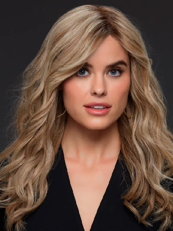 Long - length wig with a honey - blonde color for a warm and sunny appearanceAngie Exclusive : Lace Front Remy Human Hair Wig