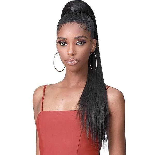 Black - colored ponytails for a classic and timeless appearanceBobbi Boss Miss Origin Tress Up Human Hair Blend Ponytail - MOD010 YAKI STRAIGHT 28"