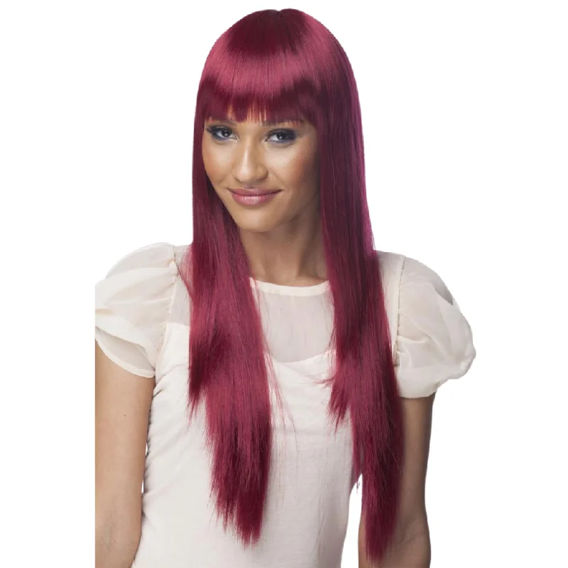 Long - length wig with a heat - resistant formula for easy styling at homeCherish Synthetic Straight Long with Bangs Hair Wig - Coco