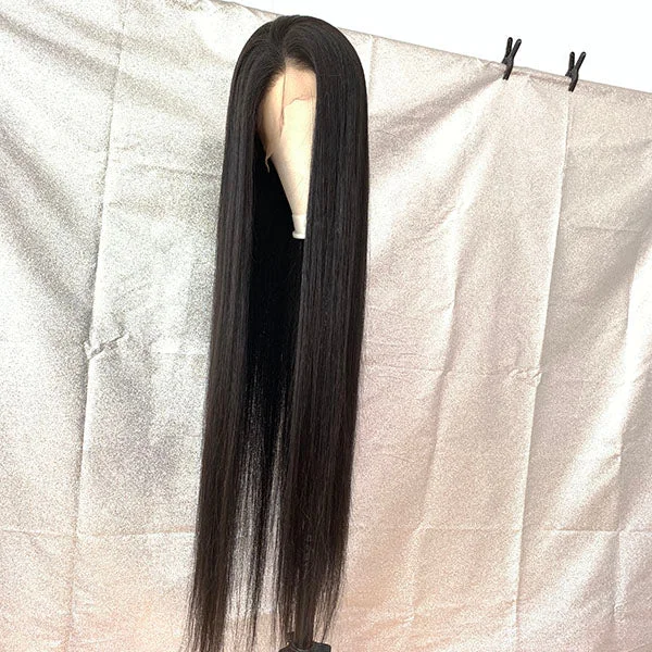 Long - length wig with a pre - bleached knot for a natural - looking scalpChinese Human Hair Black Color Straight Full Lace Wig