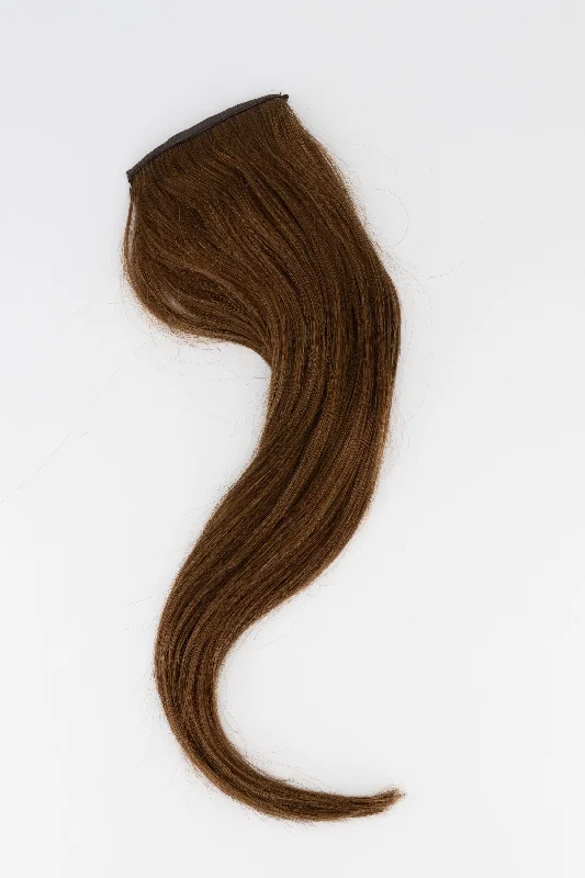 Ponytails with a side - swept bang for a flattering and stylish lookChocolate Brown 20inch Clip in Ponytail