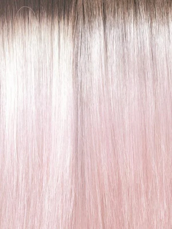 BUBBLEGUM R | Silvery White w/ Pale Pink Tones & Dark Brown Root