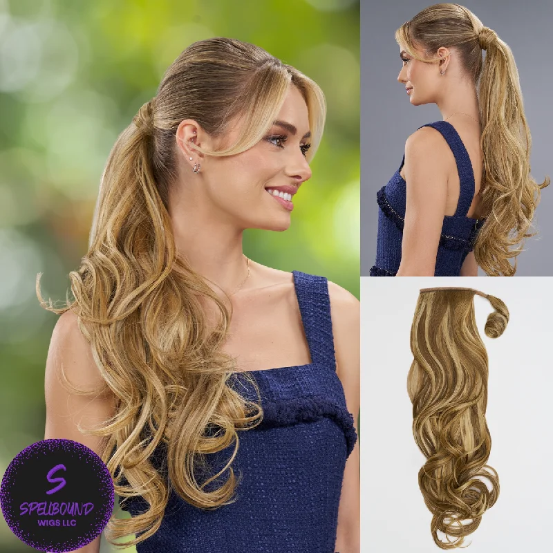 Long - length wig with a silk - base cap for a comfortable and smooth feeleasiPony Long Wavy HD Ponytail Hairpiece - easiTress Hairpieces Collection by Jon Renau