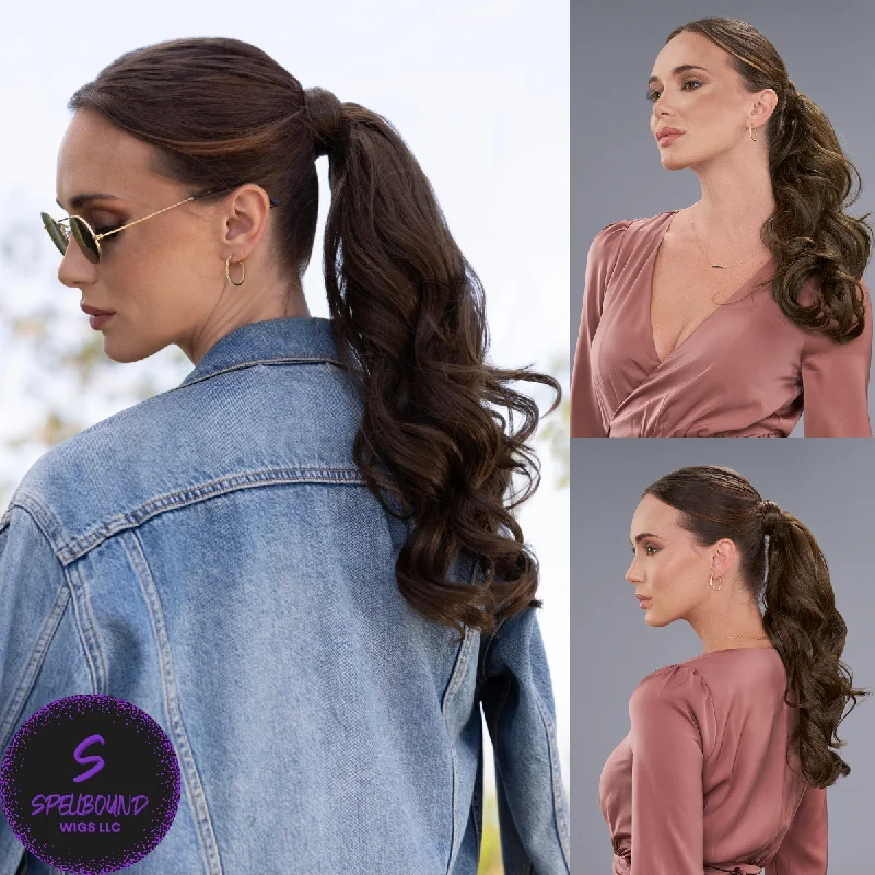 Long - length wig with a curly fringe for a playful and youthful vibeeasiPony Medium Wavy HD Ponytail Hairpiece - easiTress Hairpieces Collection by Jon Renau