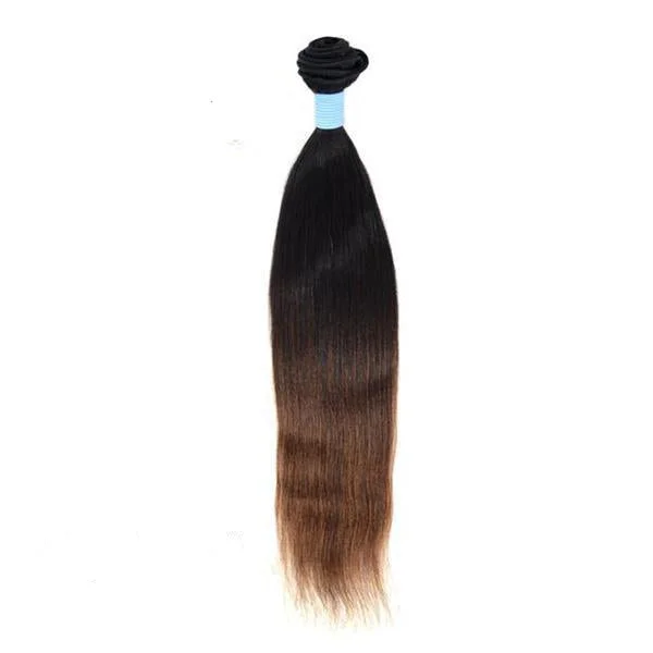 Long - length wig with a honey - blonde color for a warm and sunny appearanceBrazilian Human Hair Weft Black With Brown Color Yaki Bundles