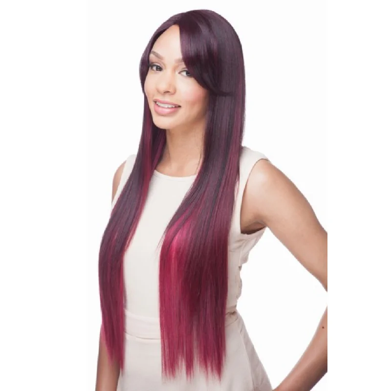 Long - length wig with a natural - looking root for a more realistic lookImpression Synthetic Invisible L Part Lace Long Straight Hair Wig - Raven