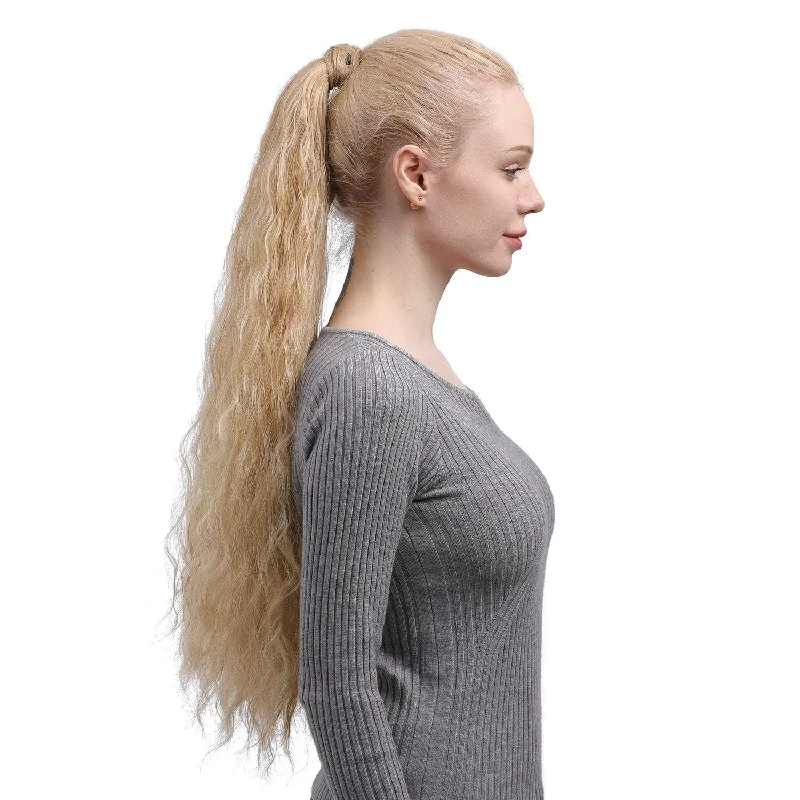 Human hair ponytails with a natural shine for a luxurious lookJuvaBun Long Spiral Curly Magic Ponytail Extension