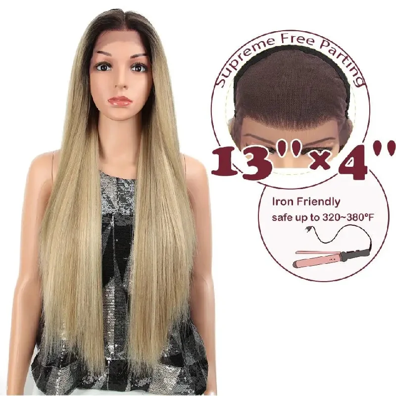 Long - length wig with a natural - looking root for a more realistic lookHilary Long 32 Inch Heat Resistant Straight Wig