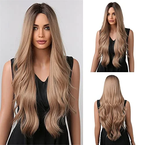 Adjustable - cap long - length wig for a comfortable fitLong Wavy Blonde Wig