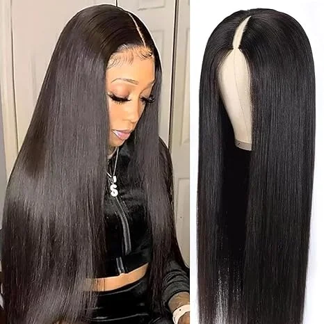 Long - length wig with a curly texture for a bold and stylish choiceLumiere V Part Straight Upgrade No Leave Out Brazilian Remy Human Hair Wigs For Black Women