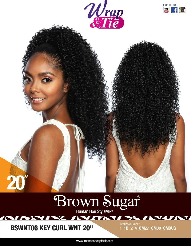 Ponytails for a formal event with a touch of sparkle or beadsMane Concept Brown Sugar Human Hair Mix Ponytail Key Curl WNT 20" BSWNT06