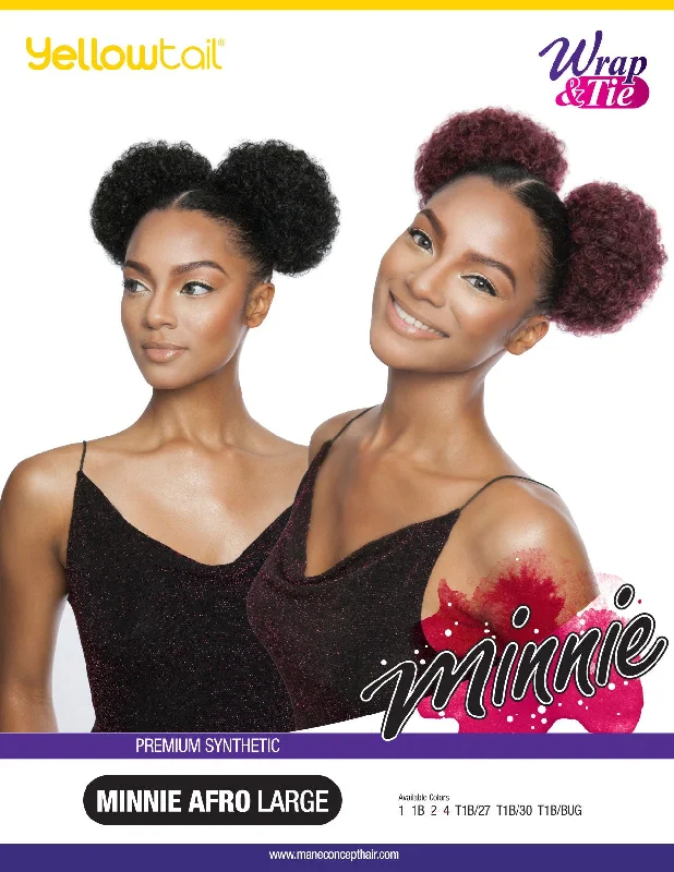 Black - colored ponytails for a classic and timeless appearanceMane Concept Ponytail Wrap N Tie Minnie Afro Large