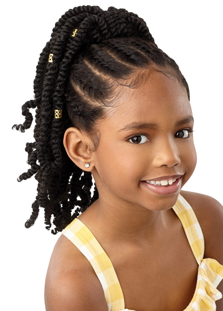 High - volume ponytails for a bold and glamorous appearanceOutre Lil Looks Drawstring Pony - Gold Cuffed Bomb Twist 12"