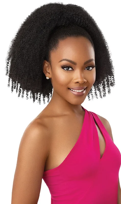 Ponytails made from recycled materials for an eco - friendly optionOutre Premium Synthetic Natural Pretty Quick Ponytail Springy Afro