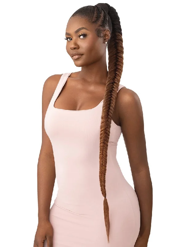 Braided ponytails with intricate patterns for an ethnic - inspired lookOutre Premium Synthetic Pretty Quick Wrap Around Ponytail Natural Braided Fishtail 42"