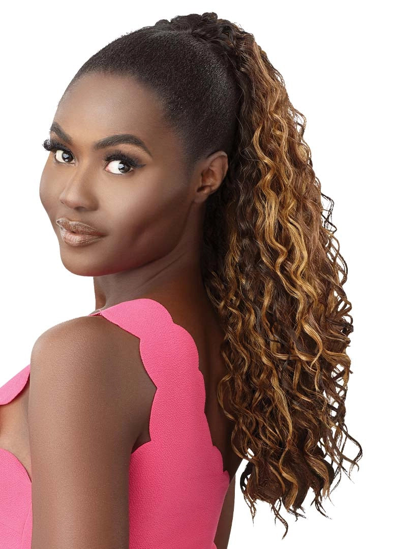 Ombre ponytails with a seamless color transition for a unique styleOutre Premium Synthetic Wet N Wavy Pretty Quick Pony Deep Wave 20"