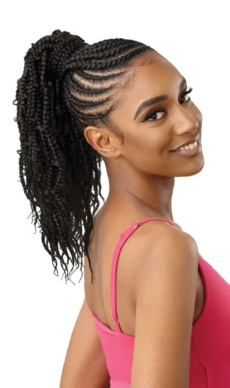 Straight ponytails with a sleek finish for a modern and polished lookOutre Pretty Quick Pony Butterfly Jungle Wavy Box Braid 16"