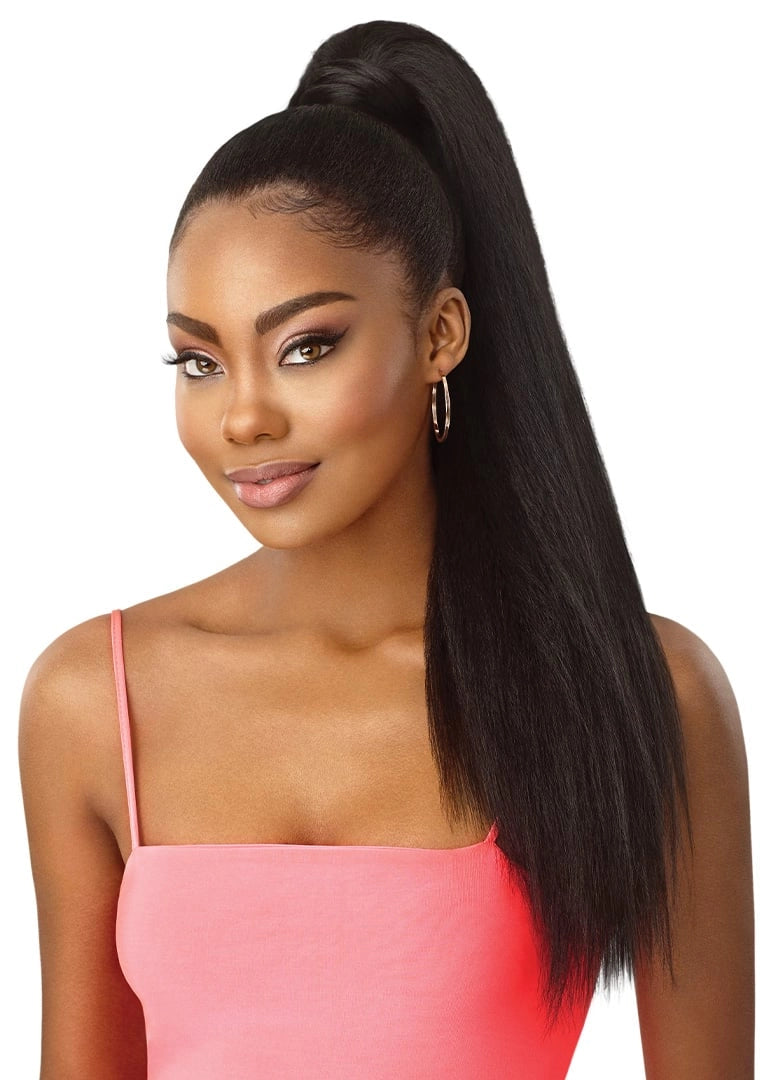 Extension ponytails with a secure elastic base for all - day comfortOutre Pretty Quick™ Wrap Pony Kinky Straight 28"