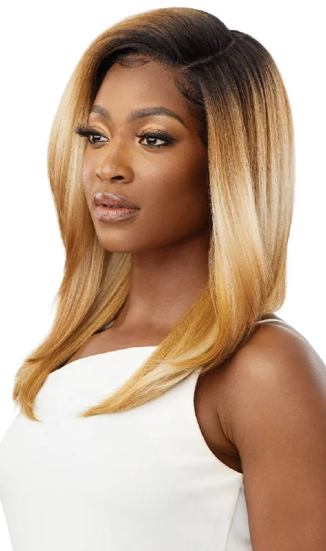 Medium - length wig with a middle - part for a classic and elegant styleOutre Synthetic Hair Sleeklay Part HD Lace Front Wig VERNISHA