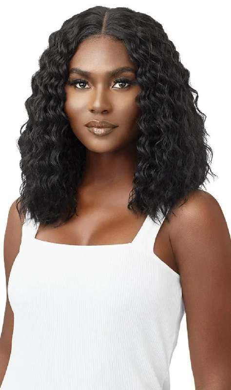 Medium - length wig with a natural - looking root for a more realistic lookOutre Wet & Wavy HD Lace Front Wig MARBELLA