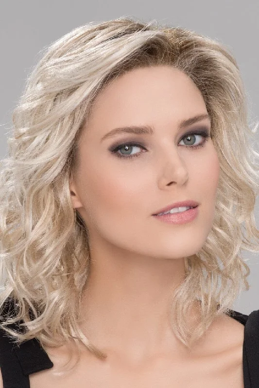 Medium - length wig with a curly texture for a bold and stylish choiceSale - Ellen Wille Wigs - Beach Mono - Color: Pastel Blonde Rooted