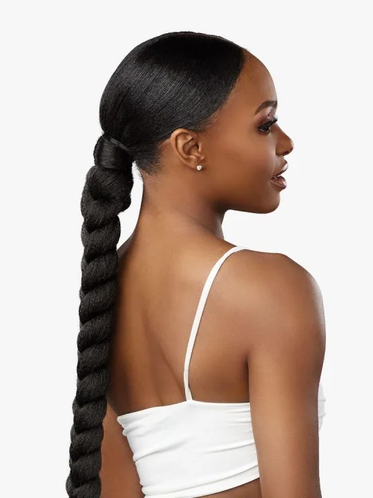 Ponytails with a side - swept bang for a flattering and stylish lookSensationnel Wrap Around Pony Tail Lulu Pony Wrap 10 LPW010