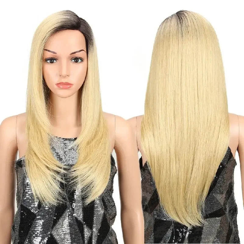 Long - length wig with a curly texture for a bold and stylish choiceGenevieve Side Parting 24 Inch Long Straight Wig