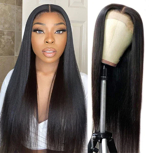 Long - length wig with a straight texture for a sleek and glamorous lookStraight 4x4 Lace Closure HD Transparent Lace Wigs Human Hair