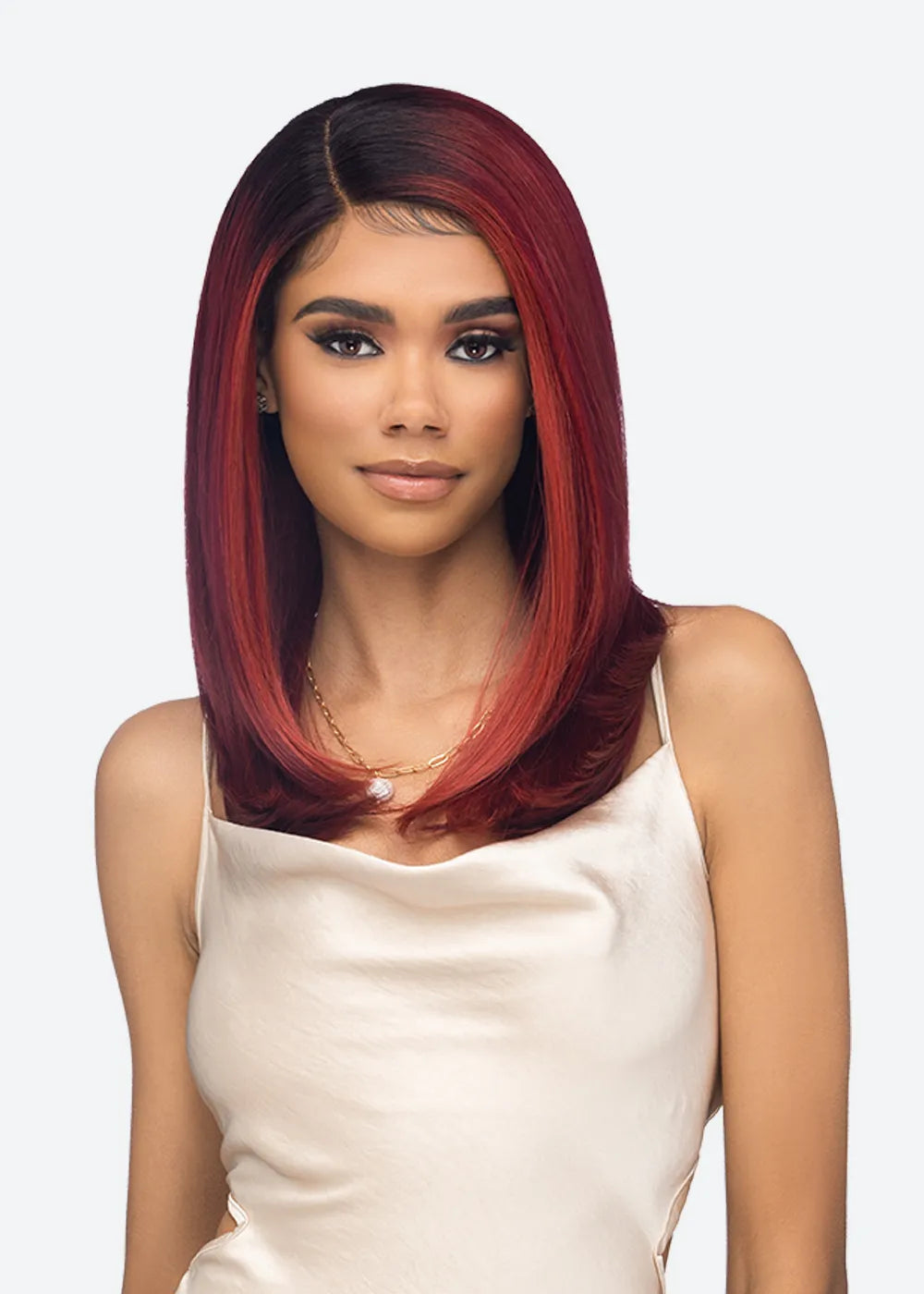 Adjustable - cap medium - length wig for a comfortable fitVivica A Fox Synthetic Hair HD Lace Front Wig Side Invincible Part FAIRY