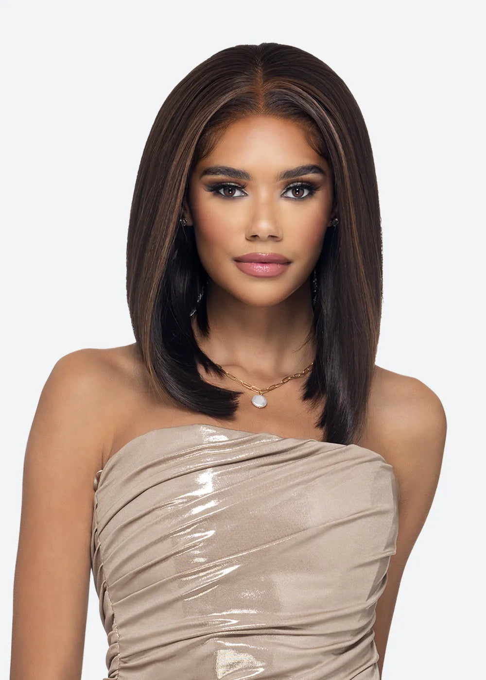 Adjustable - cap medium - length wig for a comfortable fitVivica Fox Synthetic Hair 13x4 HD Lace Front Wig NICOLA