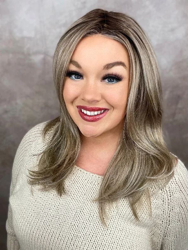 Medium - length wig with a platinum - blonde color for a bold and trendy lookMariah Ash Blonde HS Standard Luxury Wig CA1 W4974